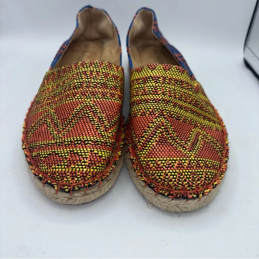Soft Surroundings Nissa Espadrille Metallic Tribal Boho Wedge Slip On Flats